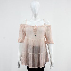 Gina Women Peach Cold Shoulder Top